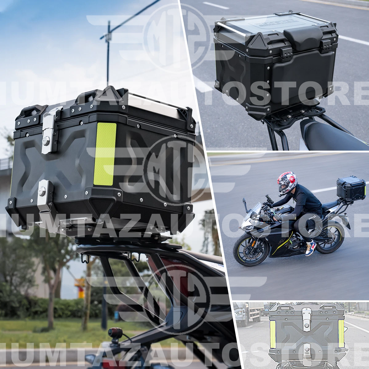 Aluminum Motorcycle Tail Box 45L – Detachable Rear Luggage Trunk Top Case for Storage