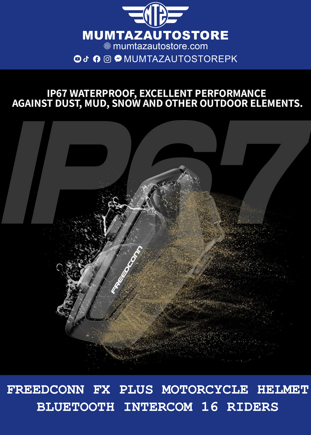 FreedConn FX Plus motorcycle communication system with AI noise cancellation