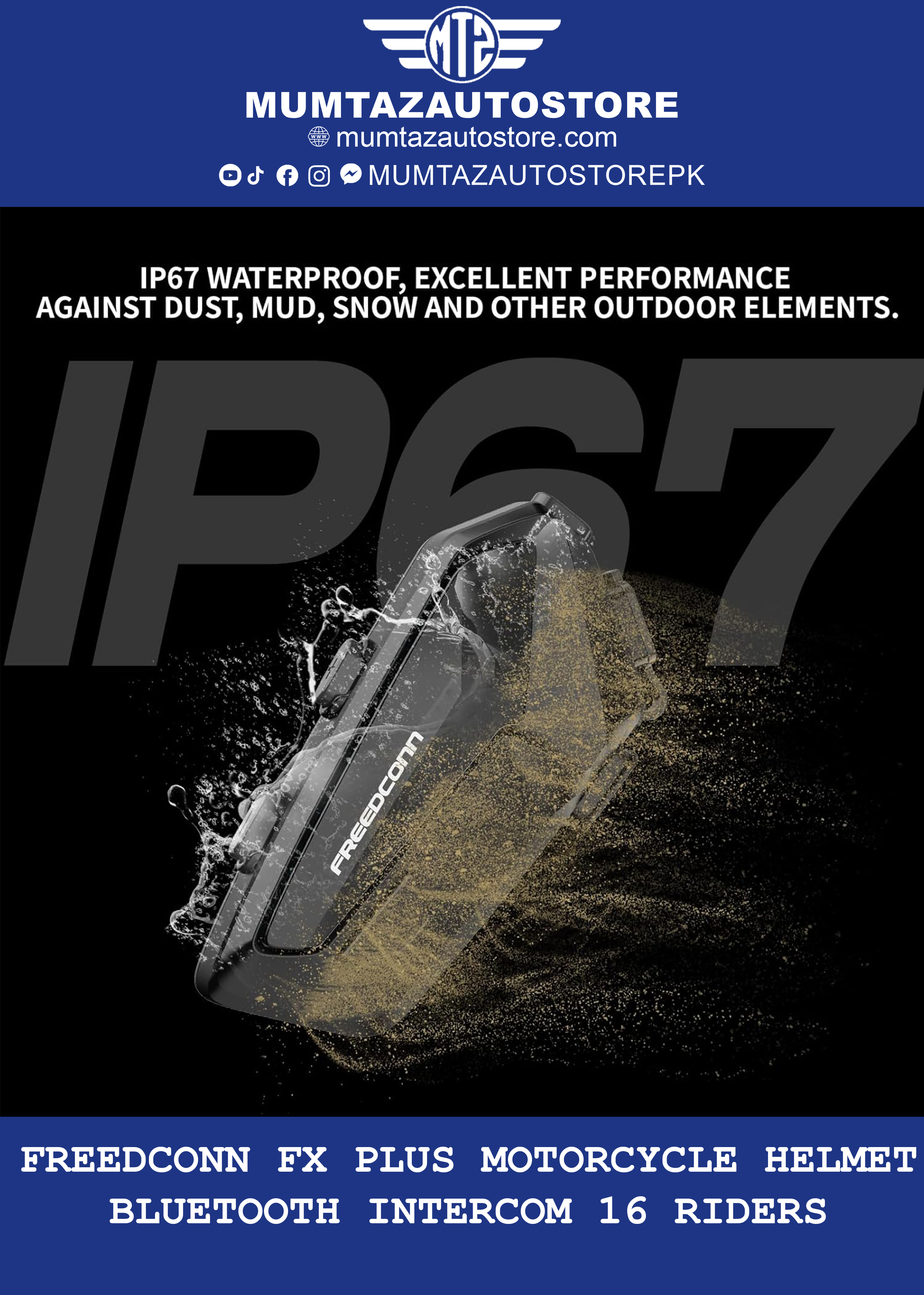 FreedConn FX Plus motorcycle communication system with AI noise cancellation