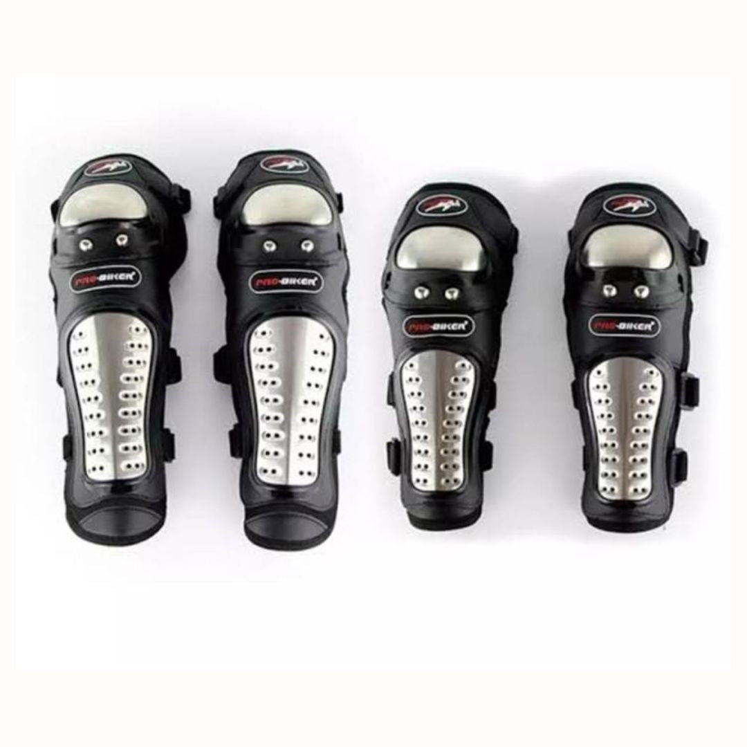 Pro-Biker HX-P15 Stainless Steel Elbow & Knee Guard Set  Adjustable Riding Gear Protectors