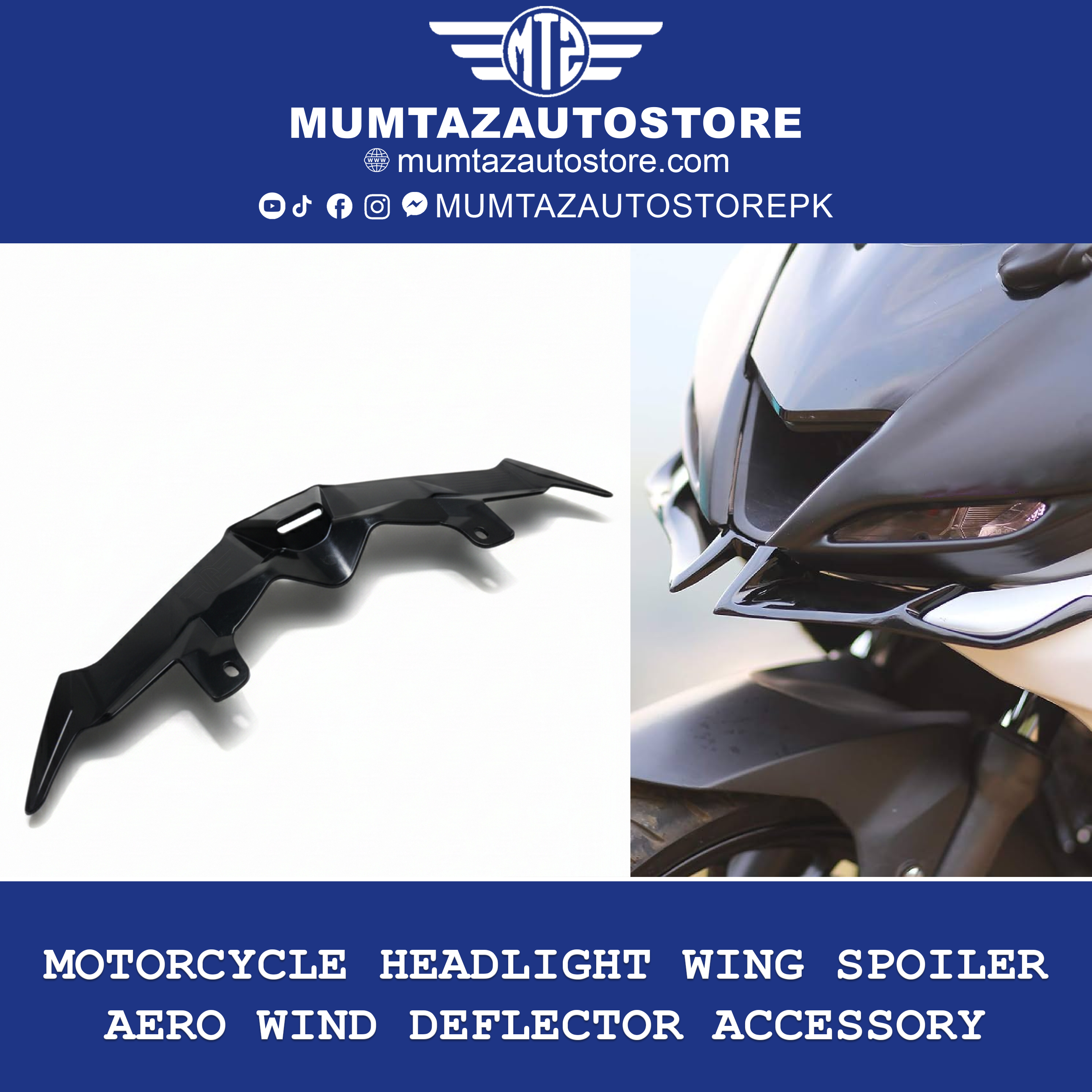 Headlight Wing Spoiler for Motorcycle – Aero Wind Deflector  Premium Bike Accessory