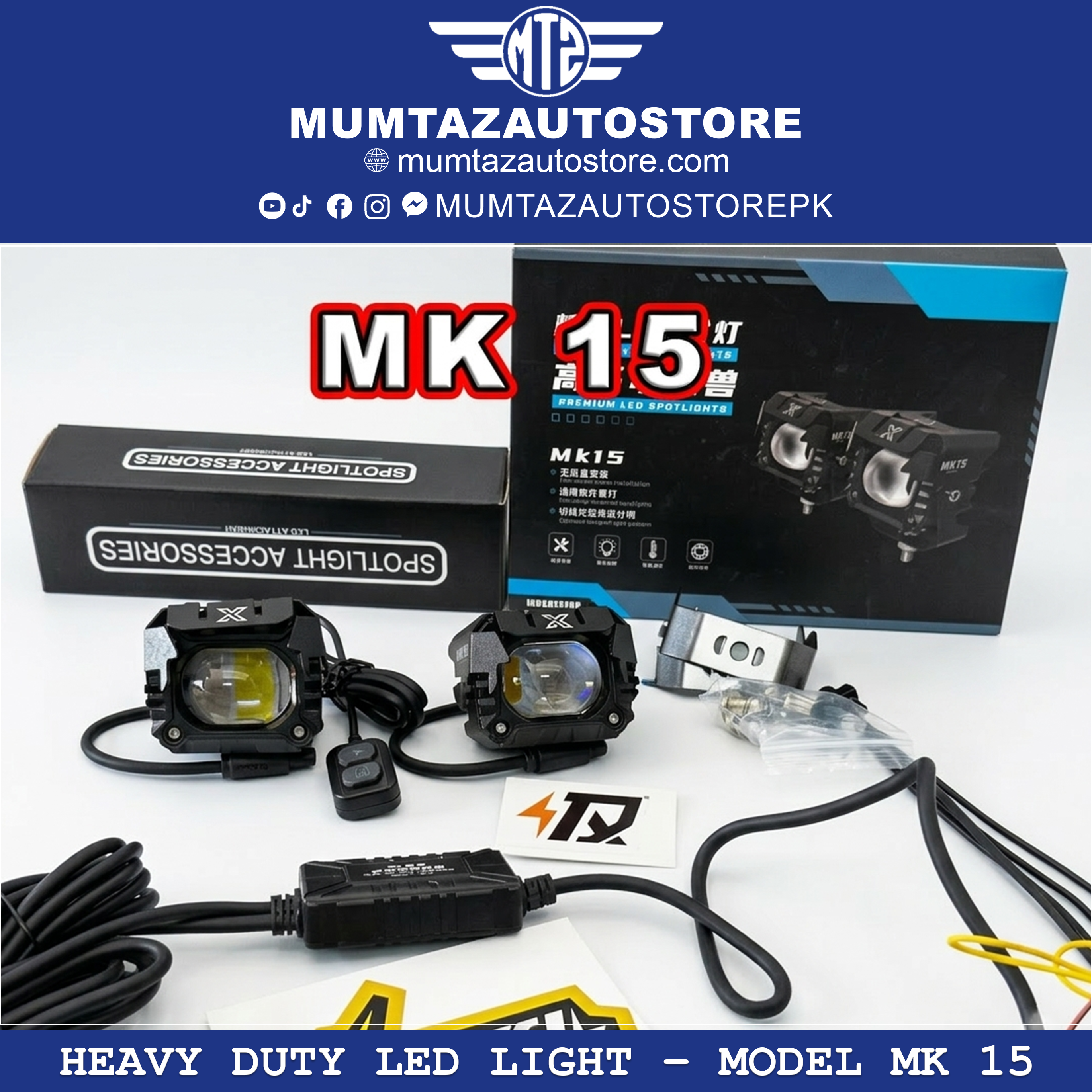 Motorcycle Super Bright LED Light Model MK 15 – Heavy Duty Waterproof Auxiliary Bike Spotlight
