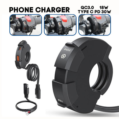 Motorcycle Faucet Type USB Charger Socket with QC 3.0 Fast Charging – Dual Port USB A+C