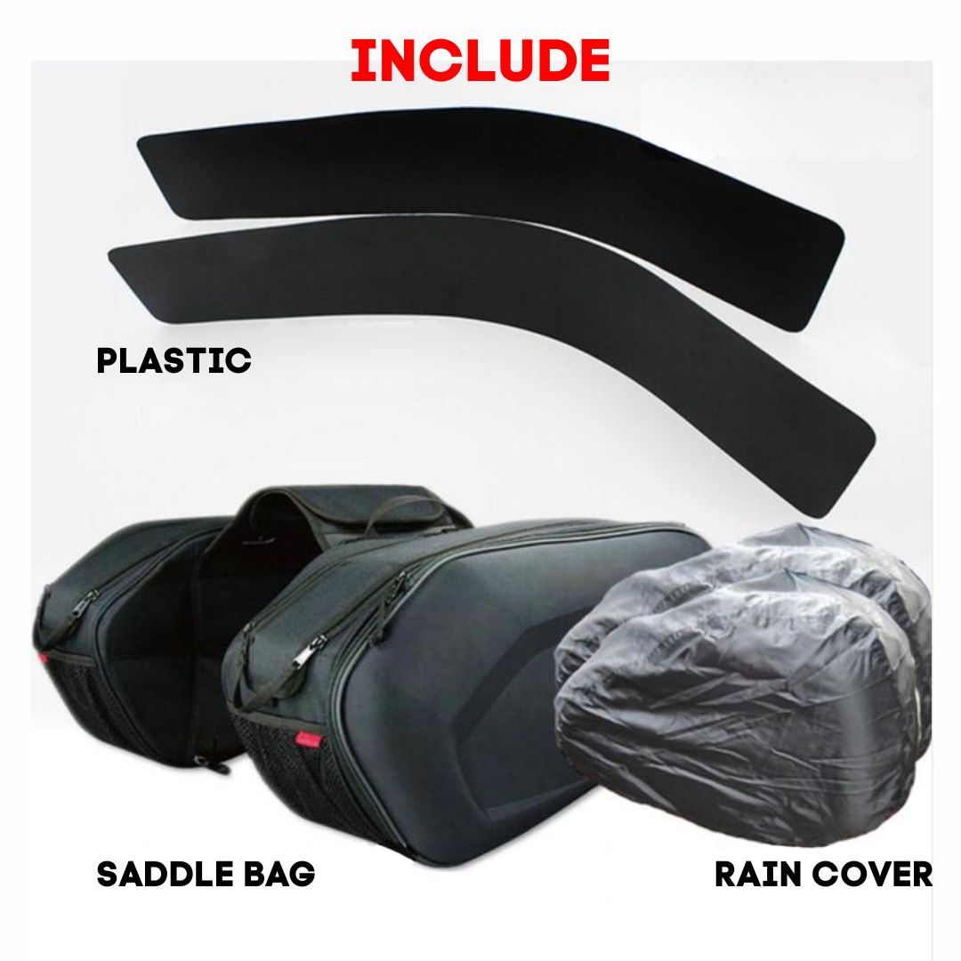 Komine SA-212 Motorcycle Saddlebag with Plastic Plate & Rain Cover