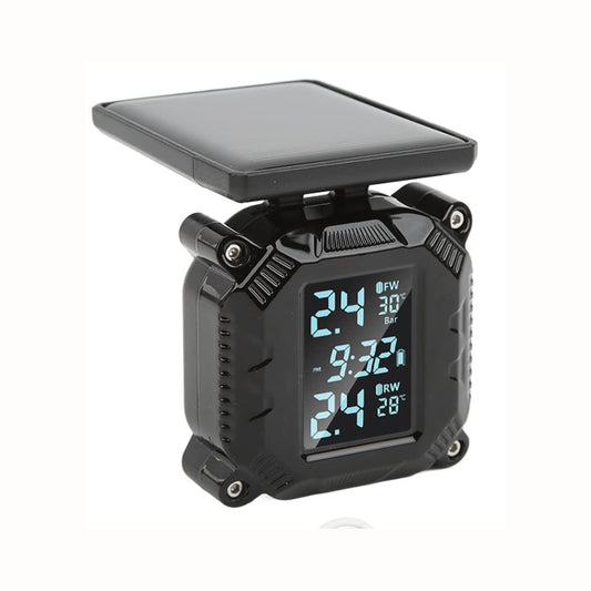 Motorcycle Tire Pressure & Temperature Monitoring System – Wireless, Solar Powered, LCD Display, IP67 Waterproof
