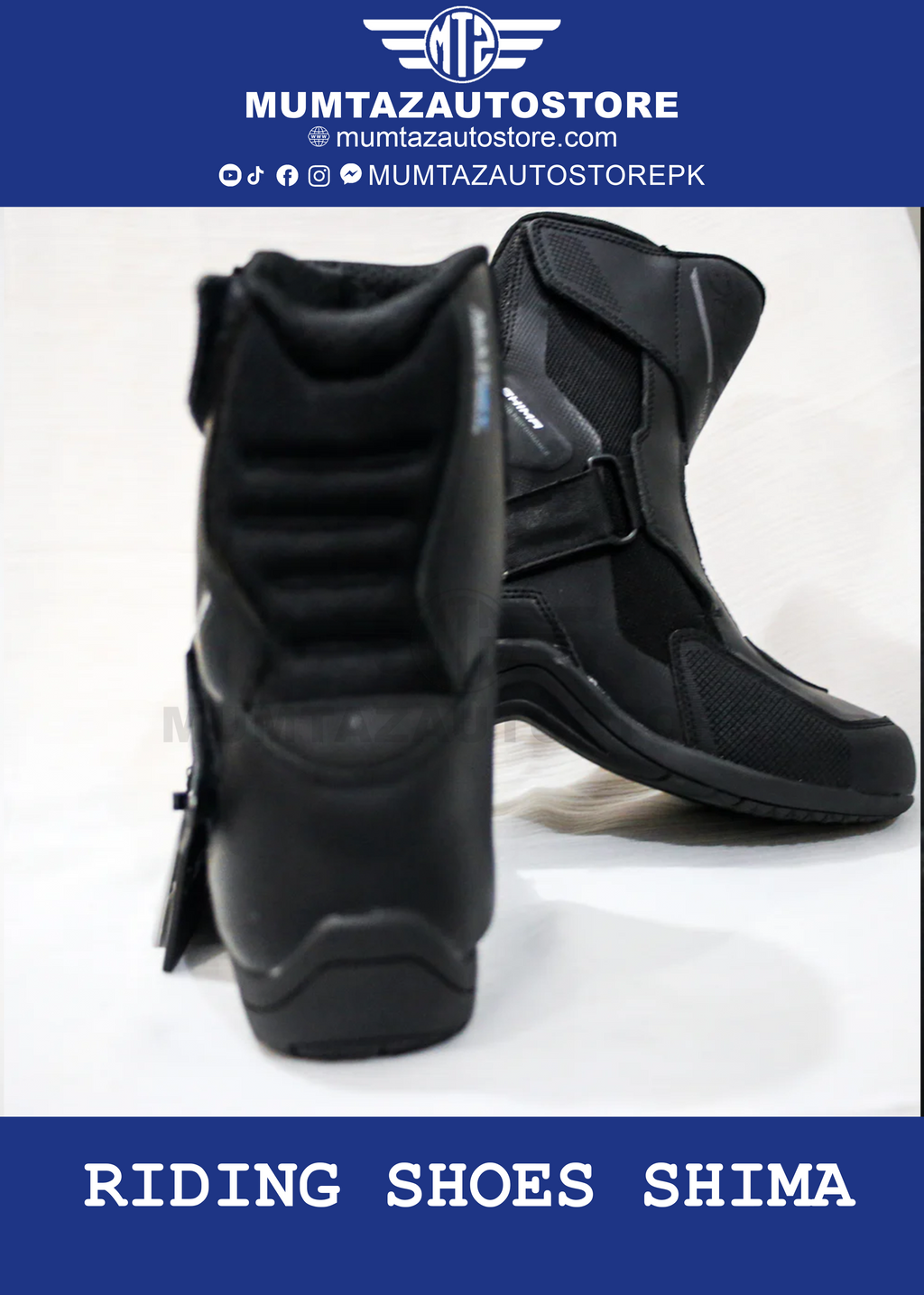 Motorcycle riding shoes by SHIMA with ankle and toe protection