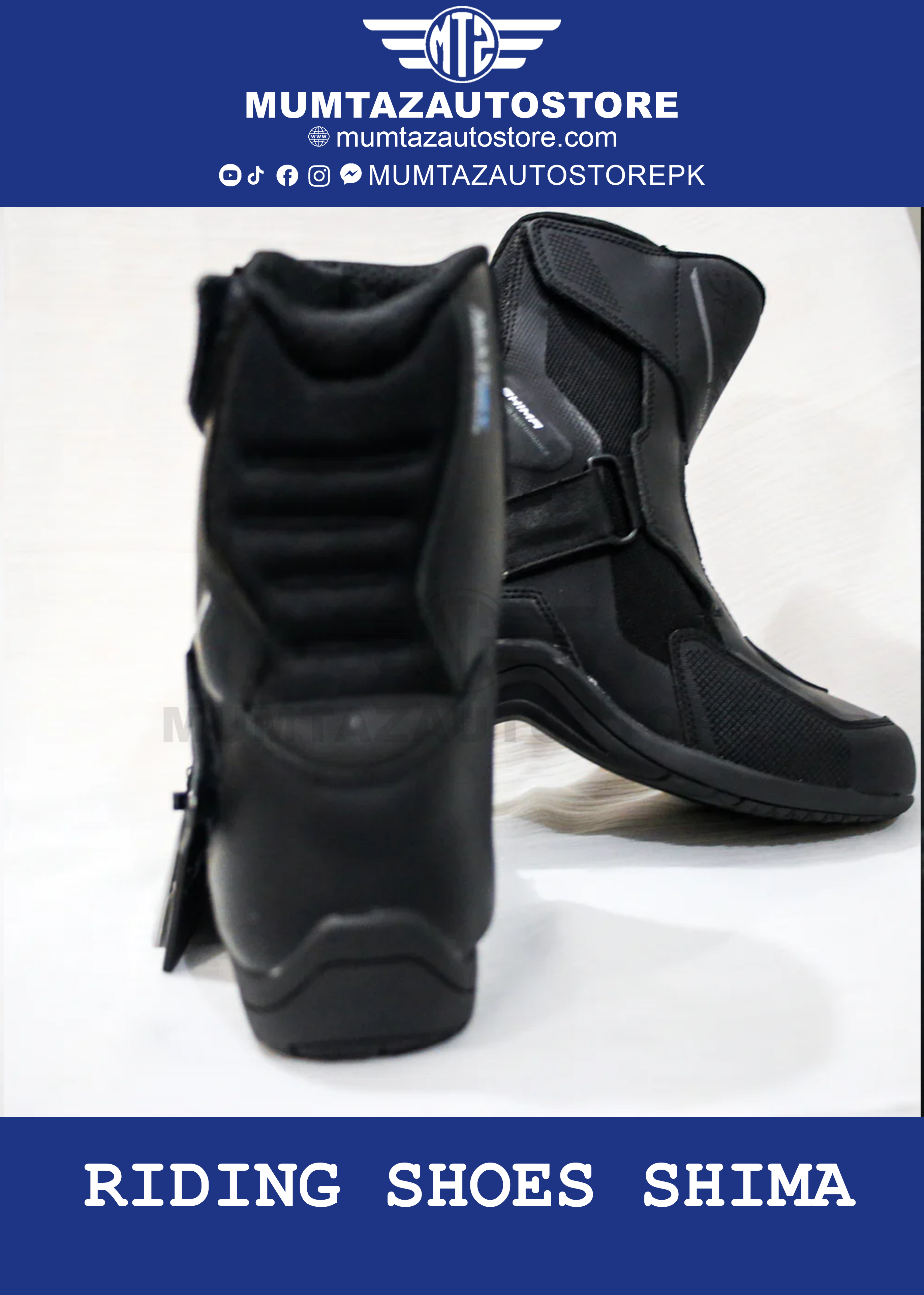 Motorcycle riding shoes by SHIMA with ankle and toe protection