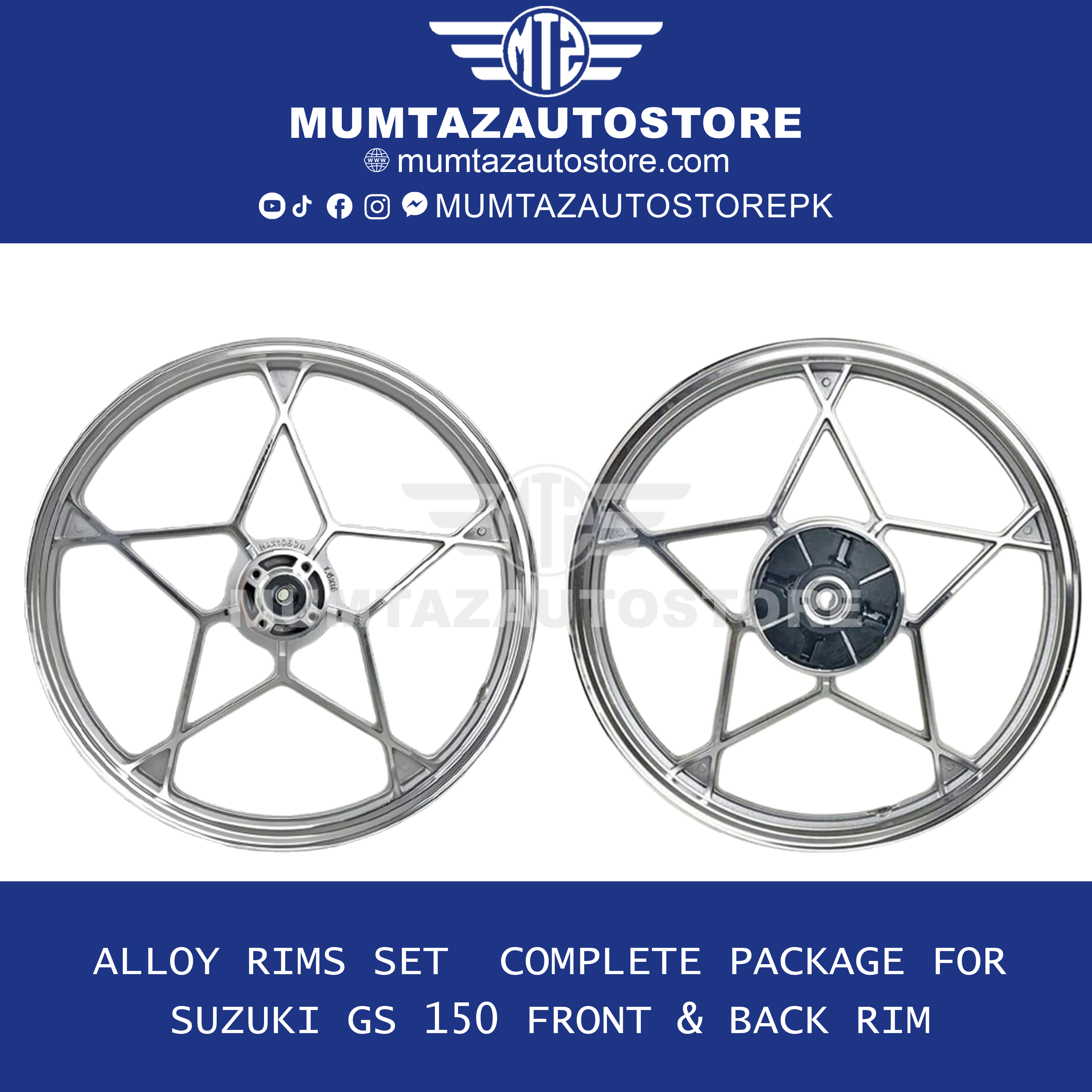 ALLOY RIMS Set With Disk Break Complete Package for SUZUKI GS 150