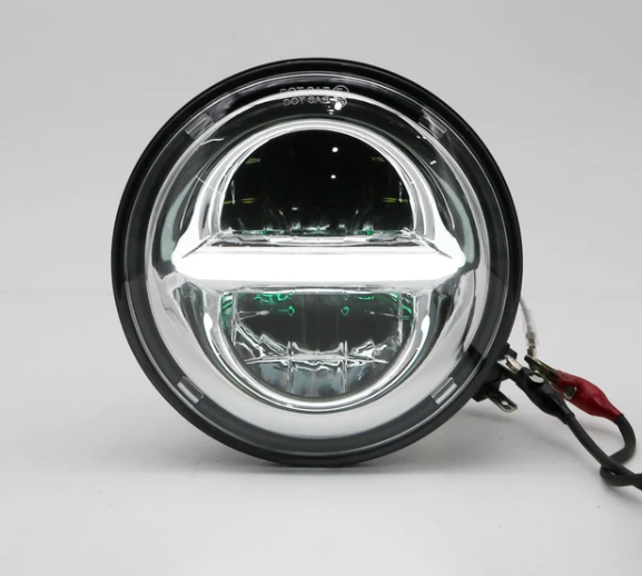 Headlight H24 – Motorcycle 6.5 Inch LED Round High Low Beam – White Yellow DRL – Retro Modern (5050)