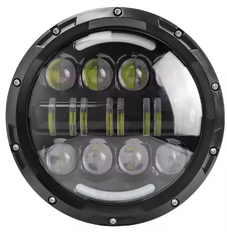 Headlight LED Panel H22 – 7 Inch – White Yellow DRL – Motorcycle Jeep Beam Round Light (G1467)