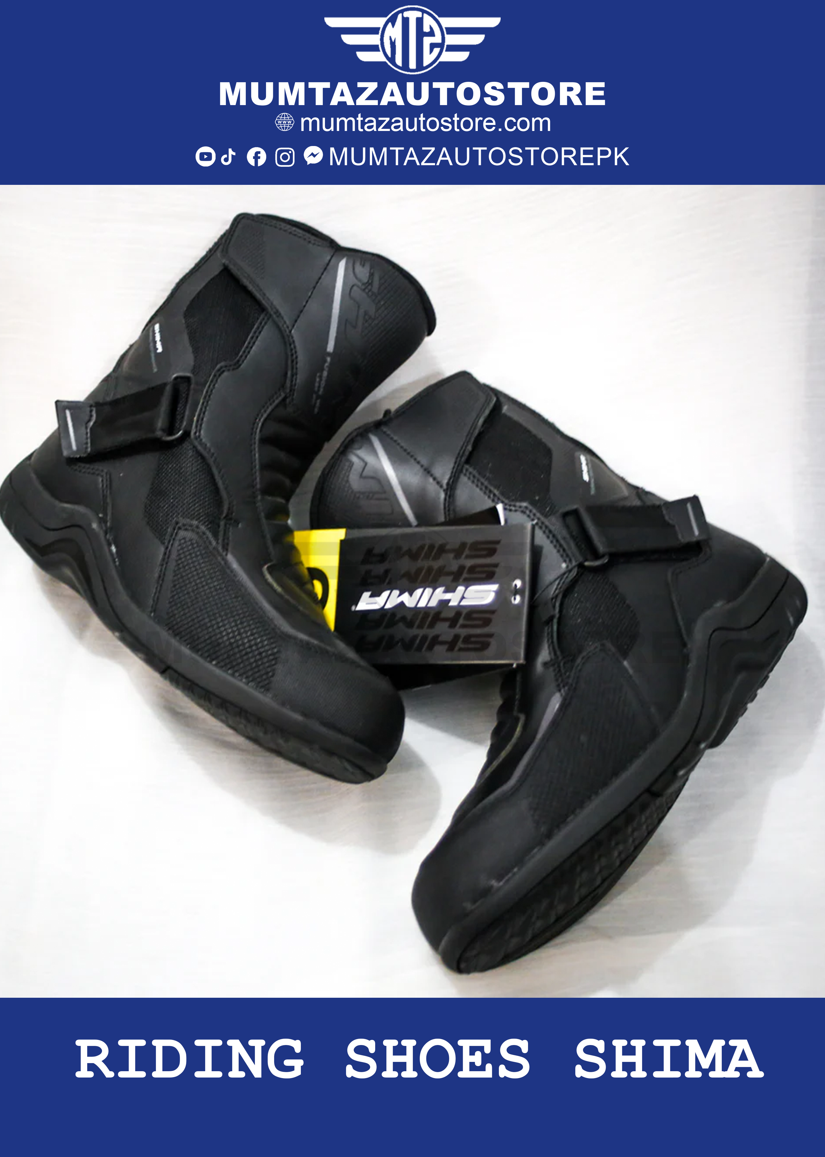 Motorcycle riding shoes by SHIMA with ankle and toe protection