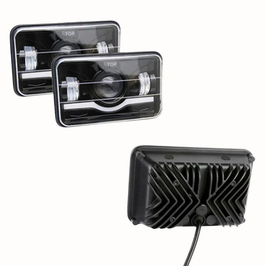 6x4 Square LED Headlight 75W – HighLow Beam  6000K White + Amber  Waterproof