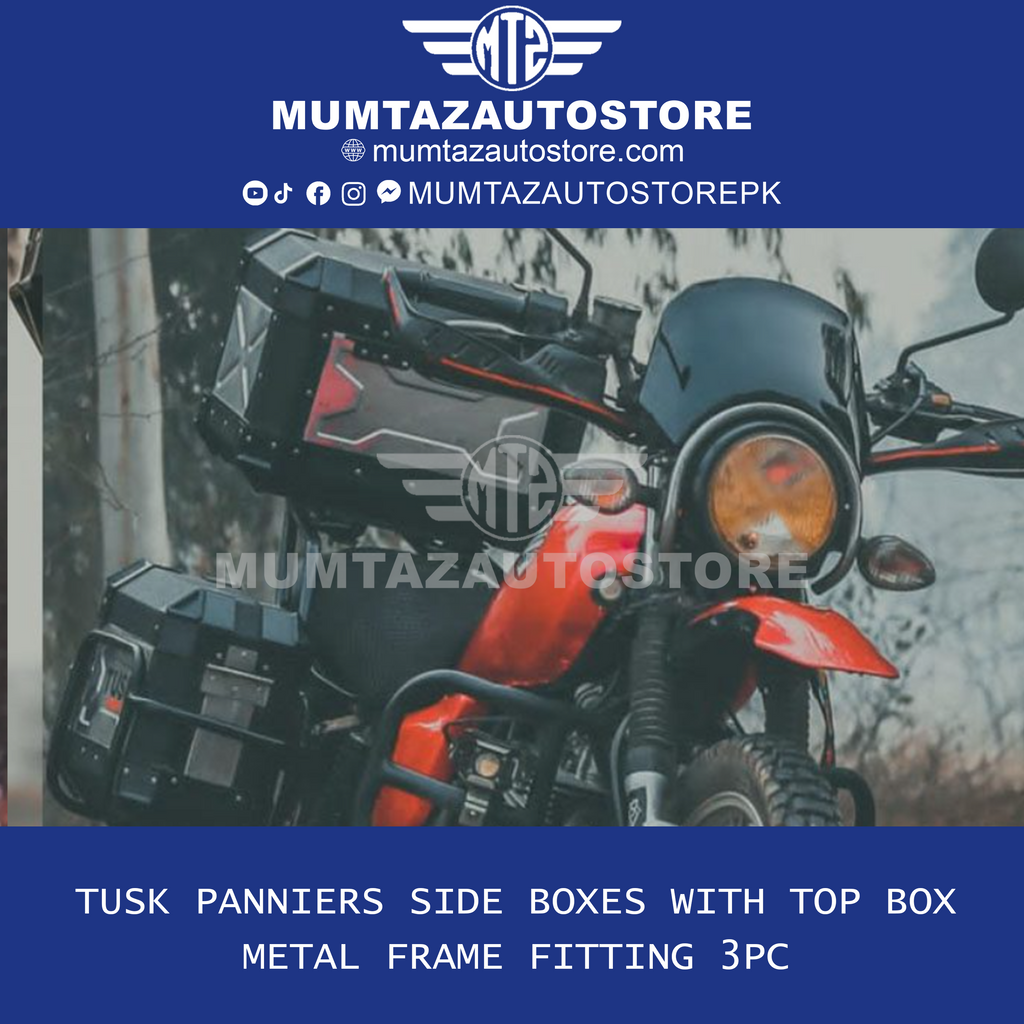 TUSK Panniers Side Boxes with Top box metal Frame Fitting 3pc