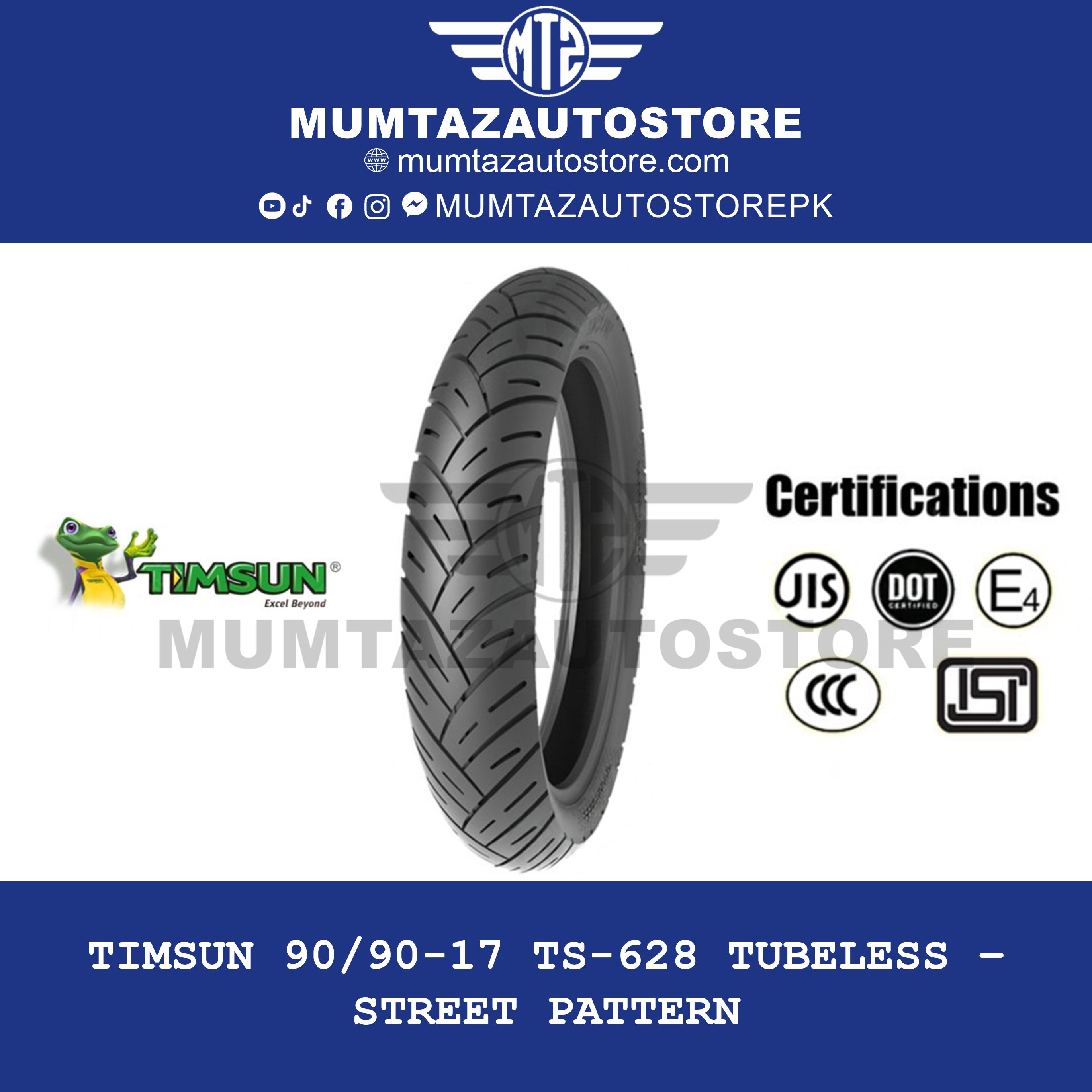Timsun 90/90-17 TS-628 Tubeless – Street Pattern