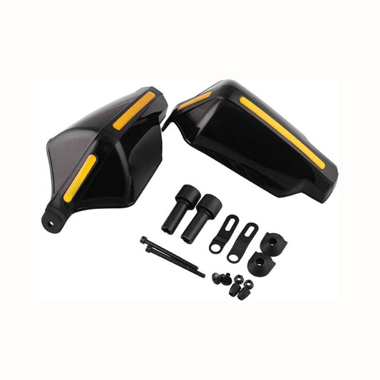 Universal Motorcycle Hand Guard – Windproof Handlebar Protector for 125cc+ Bikes – Black with Yellow Line