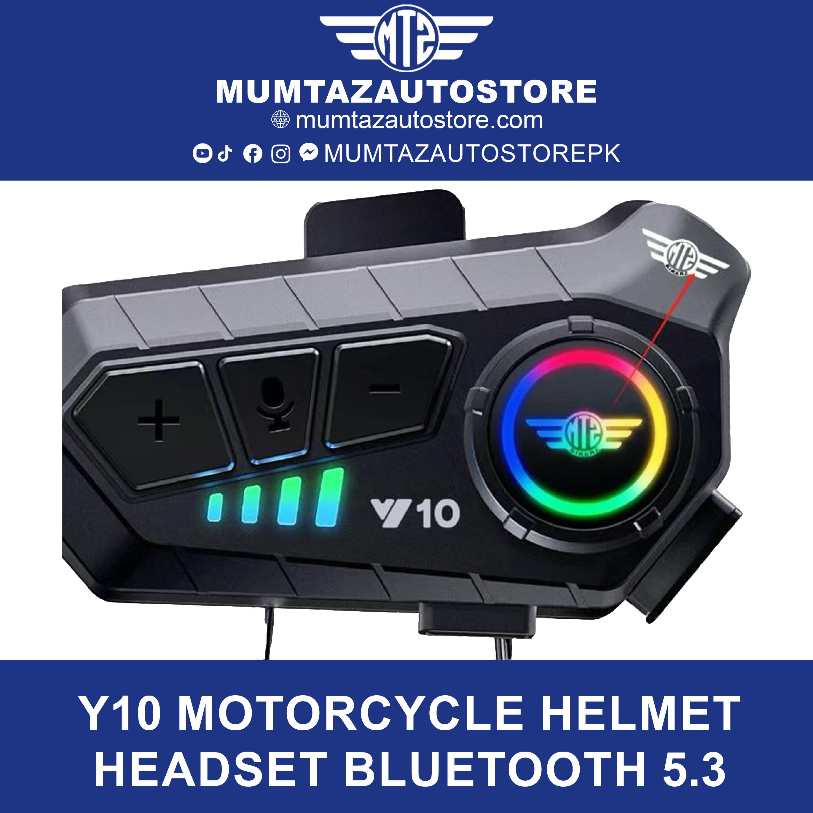 Y10 Motorcycle Helmet Headset Bluetooth 5.3 Motorcycle Wireless Hands-free Talking Headset Waterproof Motorcycle Earphone (Hard Mic)