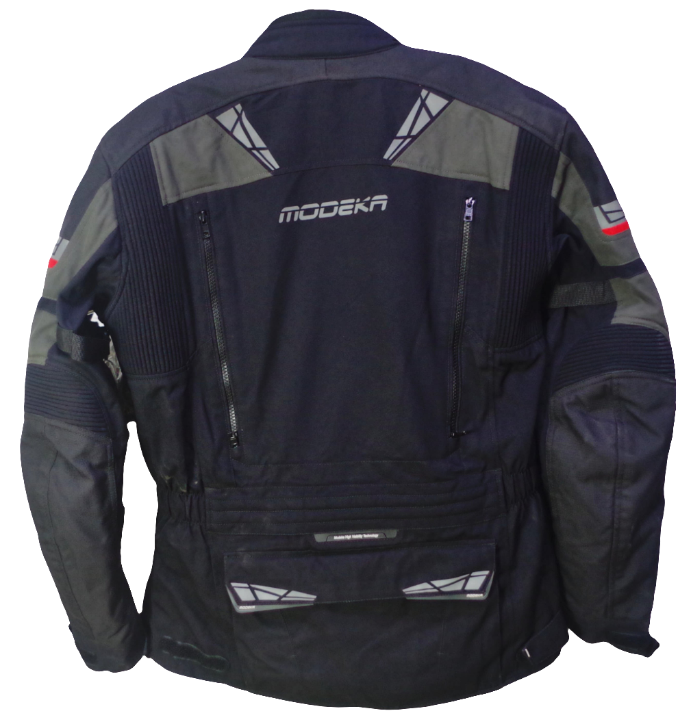 Modeka Adventure Touring Riding Jacket for Men – Black and Gray with Adjustable Fit