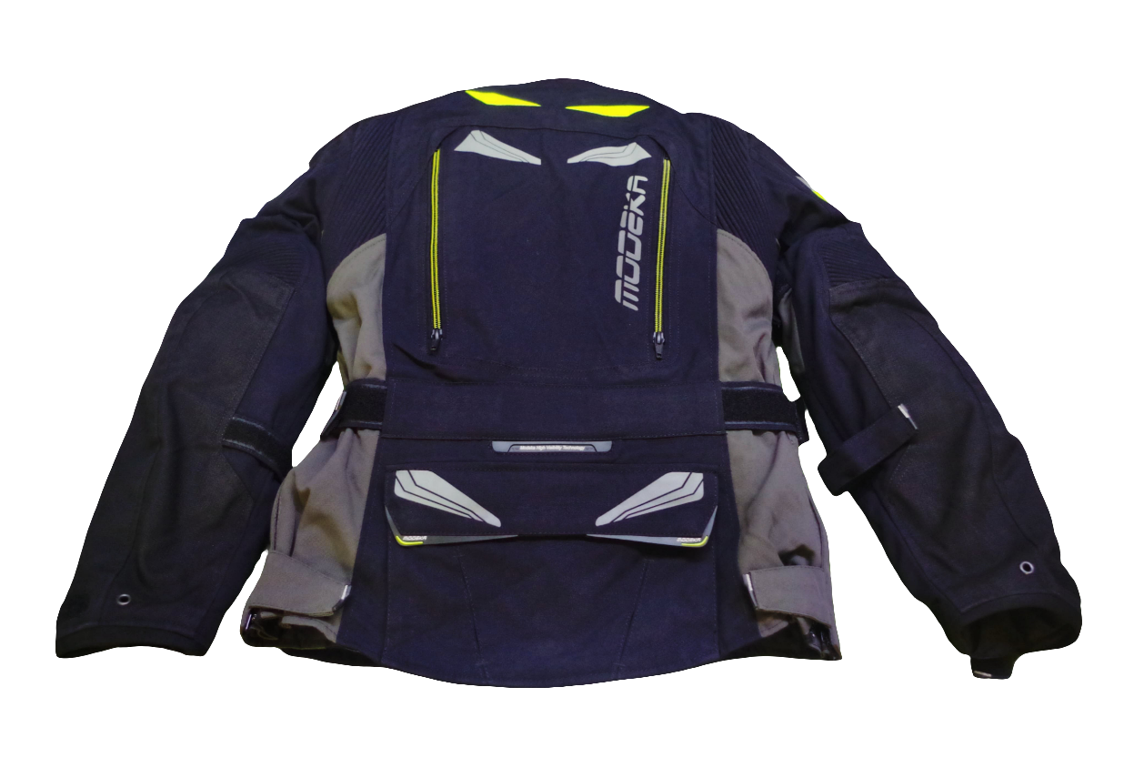 Women's  Motorcycle Riding Jacket Dark Navy blue black sectional light grey or lime green accents