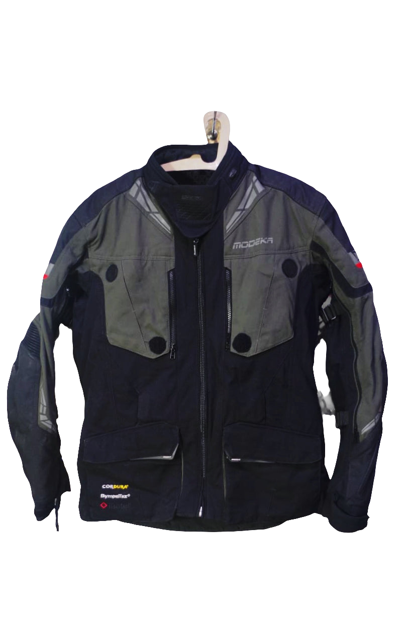 Modeka Adventure Touring Riding Jacket for Men – Black and Gray with Adjustable Fit