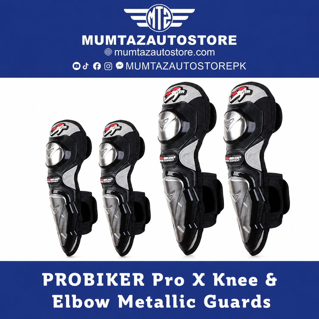PROBIKER Knee & Elbow Metallic Guards