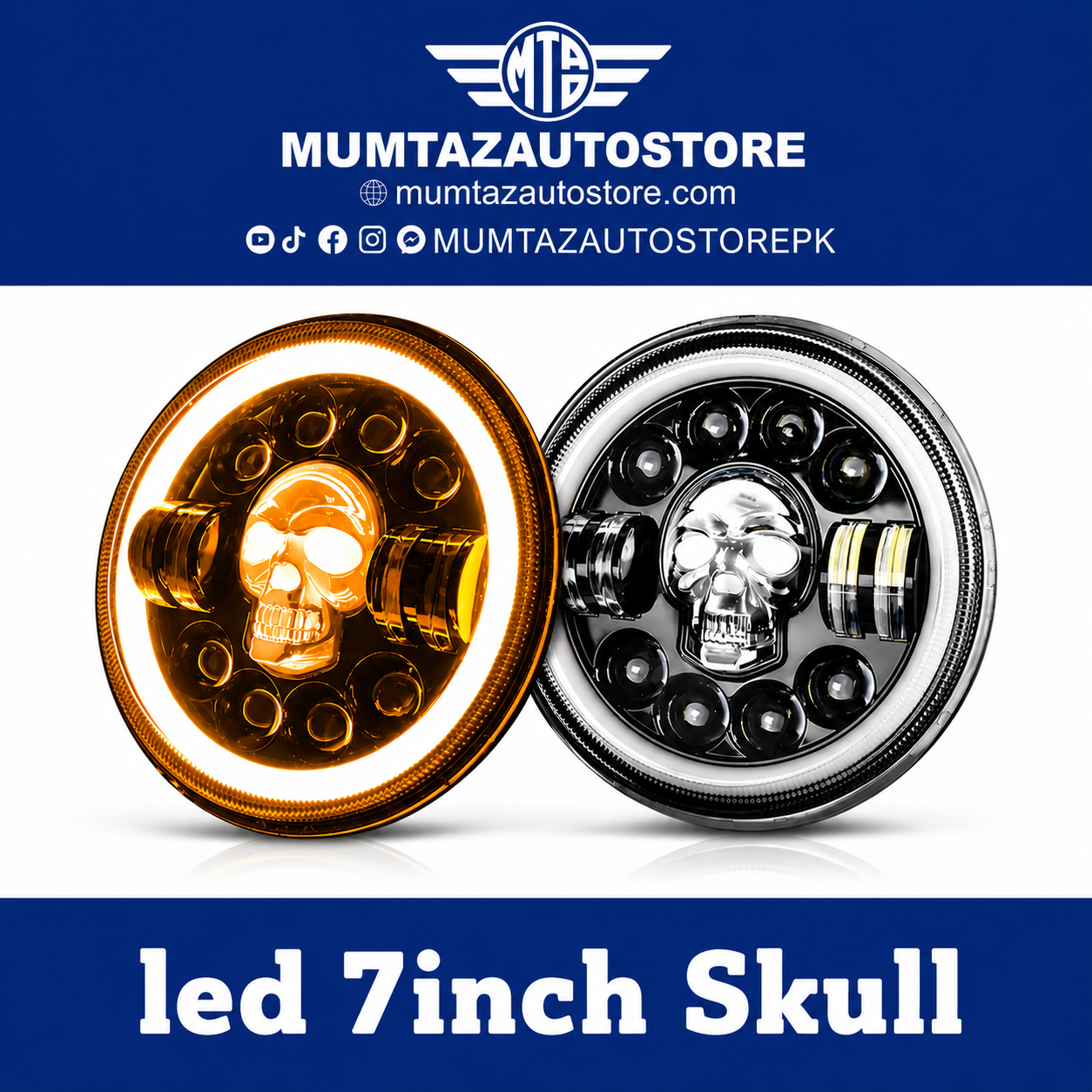 Led 7inch Skull Headlight