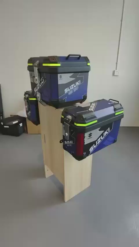 Universal Motorcycle ABS Plastic Side & Top Box Set (3 PCS) with Metal Frame