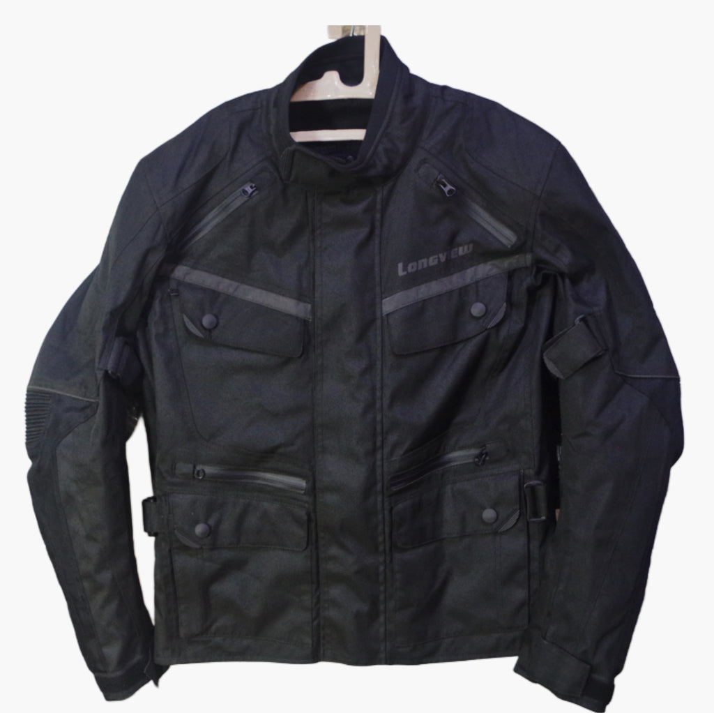 Longview Black Motorcycle Riding Jacket – Durable Protective Gear with Adjustable Fit