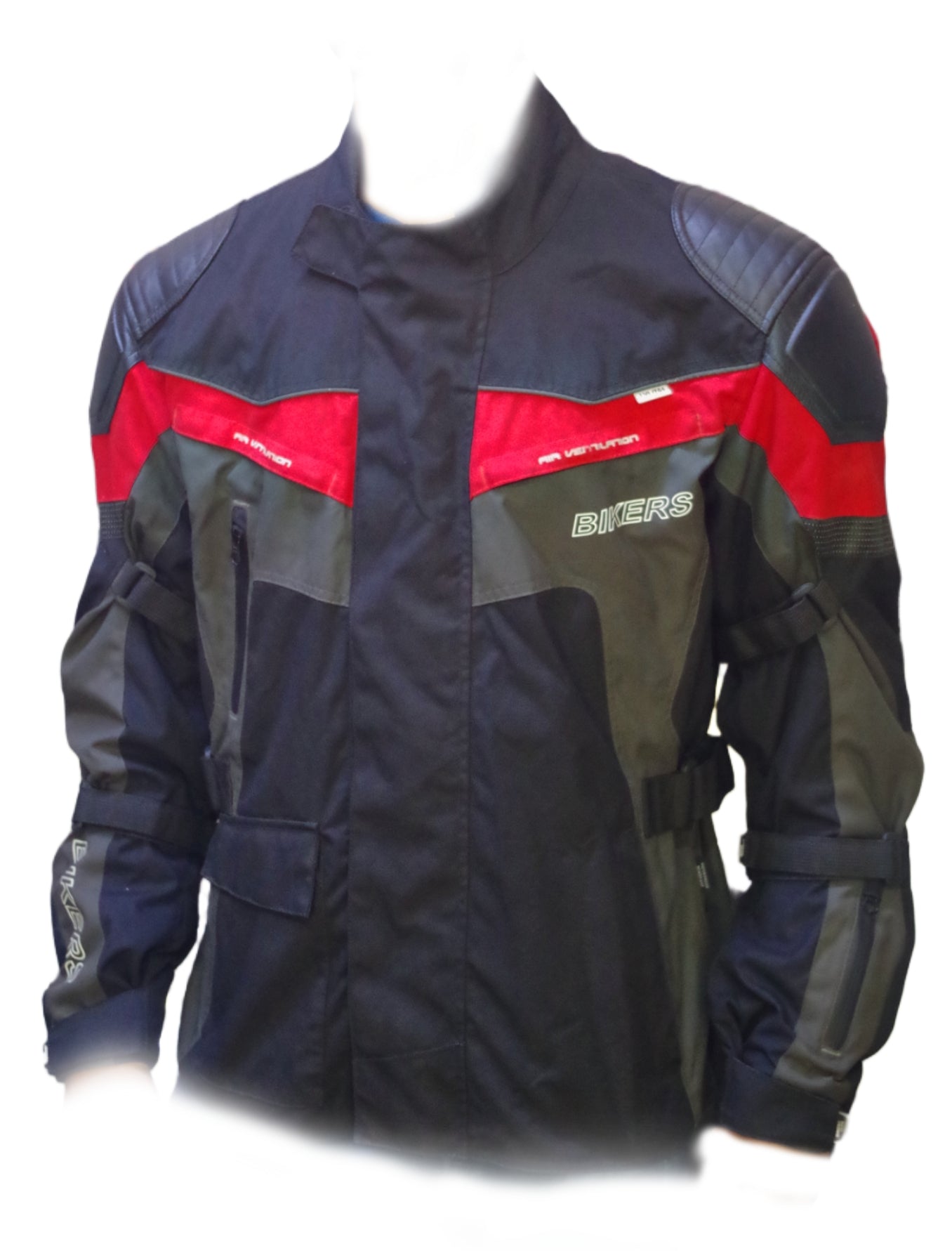Men's Bikers Riding Jacket with Red & Gray Ventilated Panels – Durable Motorcycle Gear