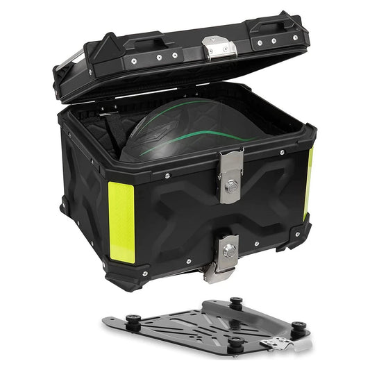 Universal Motorcycle Adventure Aluminum Top Box Black 45L Case Tail Box Luggage Fit Removeable Weather Control