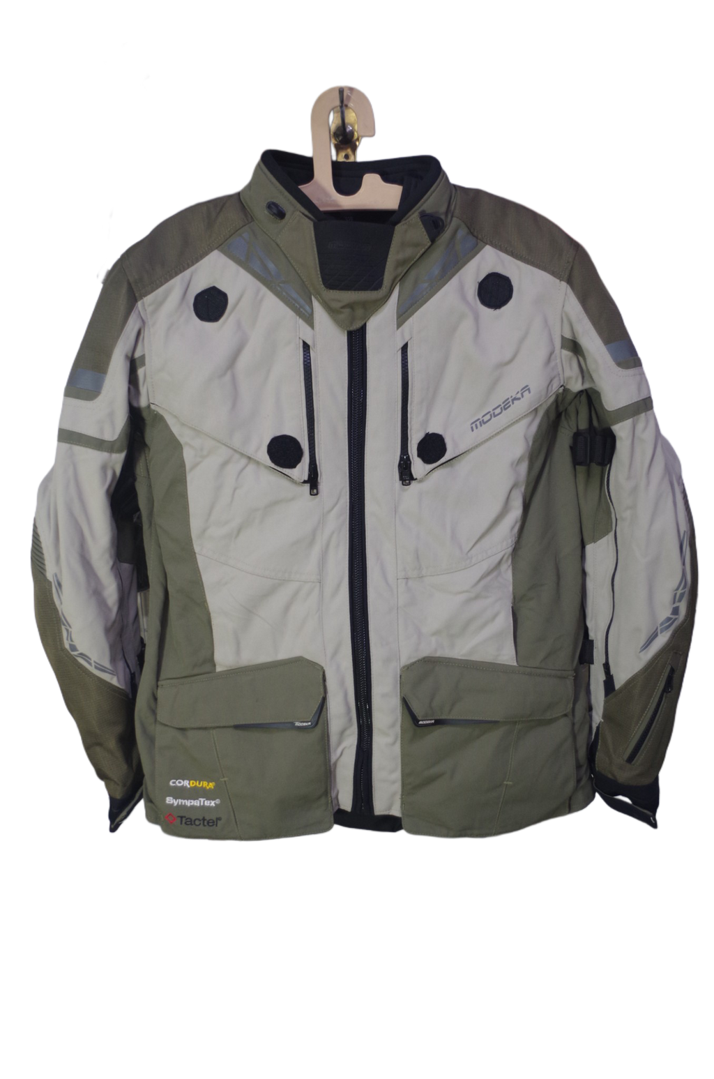 Modeka Adventure Touring Riding Jacket – Beige & Olive Green – Durable Motorcycle Gear