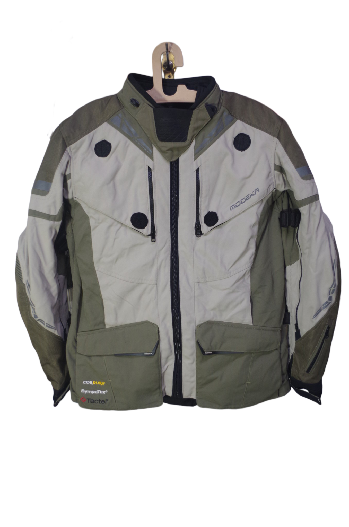 Modeka Adventure Touring Riding Jacket – Beige & Olive Green – Durable Motorcycle Gear