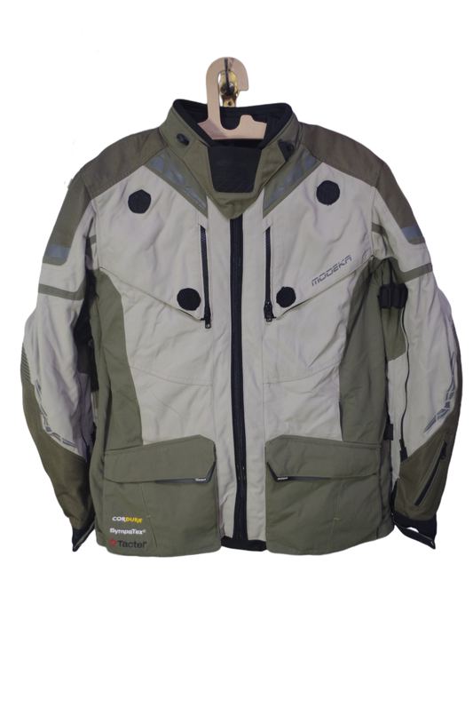 Modeka Adventure Touring Riding Jacket – Beige & Olive Green – Durable Motorcycle Gear